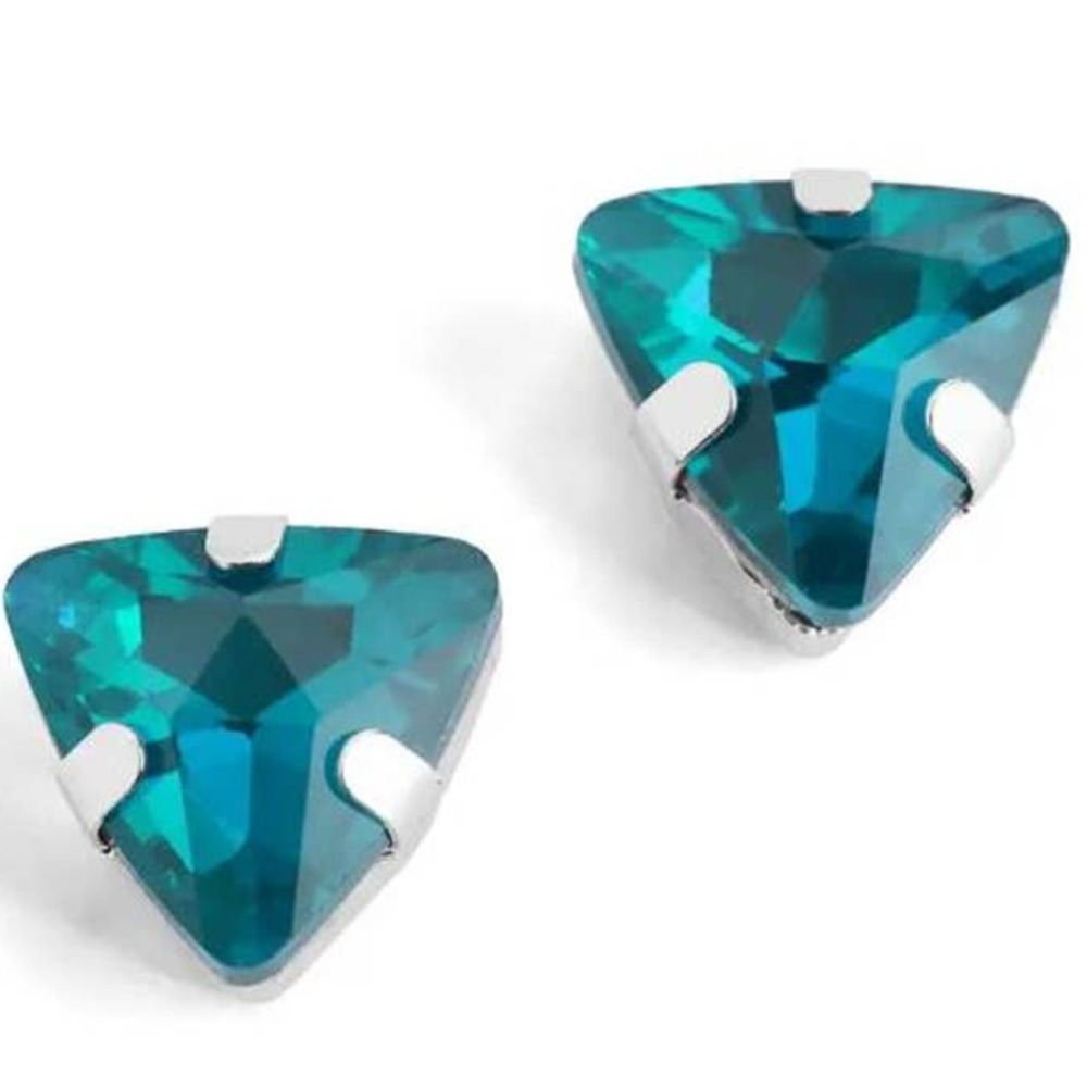 Triangle Jewel Stud - Turquoise Blue